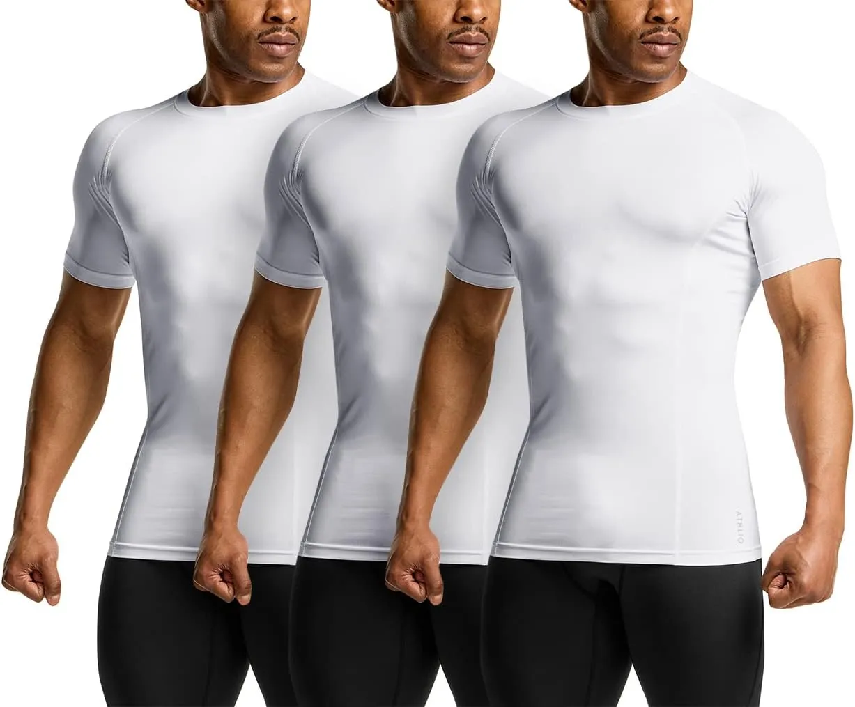 ATHLIO Men's Cool Dry Short Sleeve Compression Shirts, Sports Baselayer T-Shirts Tops, Athletic Workout Shirt