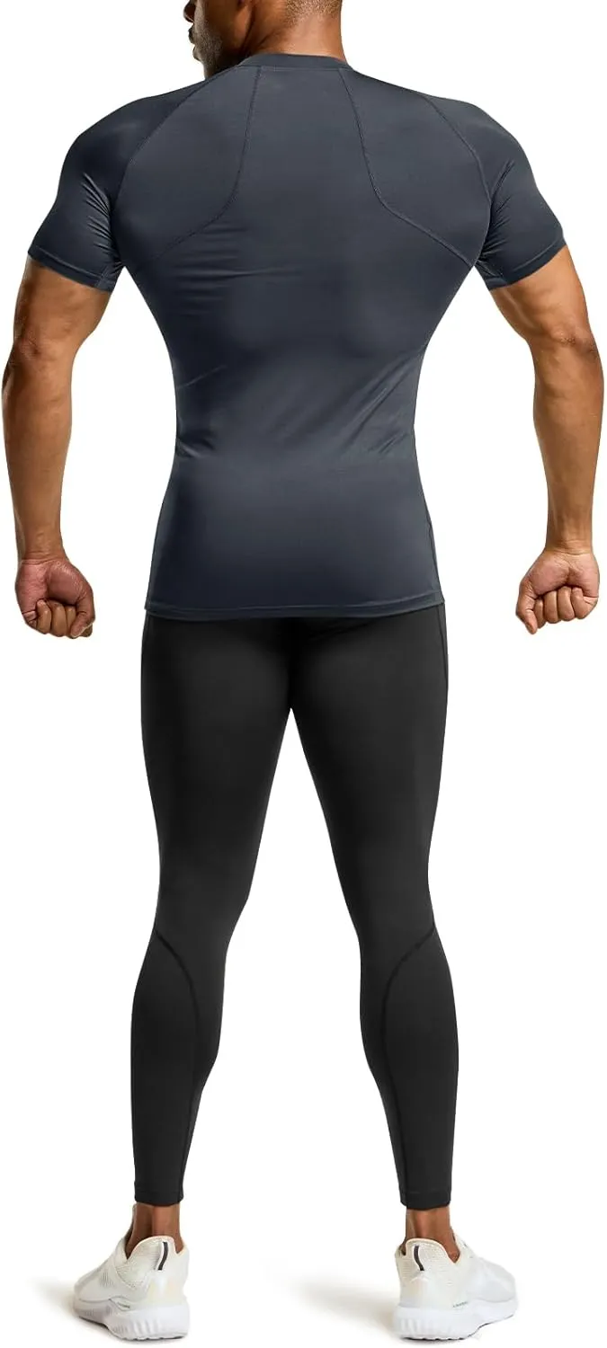 ATHLIO Men's Cool Dry Short Sleeve Compression Shirts, Sports Baselayer T-Shirts Tops, Athletic Workout Shirt