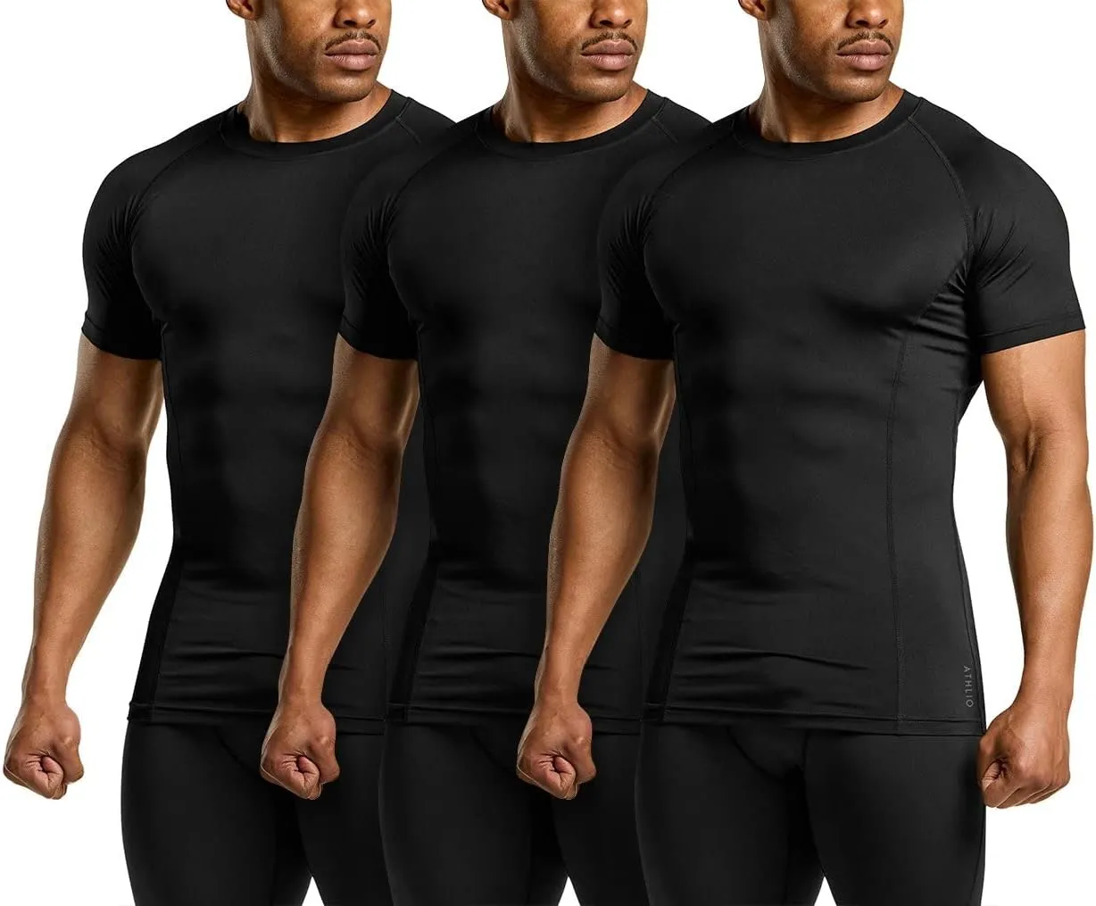 ATHLIO Men's Cool Dry Short Sleeve Compression Shirts, Sports Baselayer T-Shirts Tops, Athletic Workout Shirt