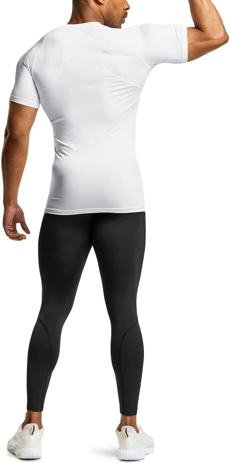 ATHLIO Men's Cool Dry Short Sleeve Compression Shirts, Sports Baselayer T-Shirts Tops, Athletic Workout Shirt