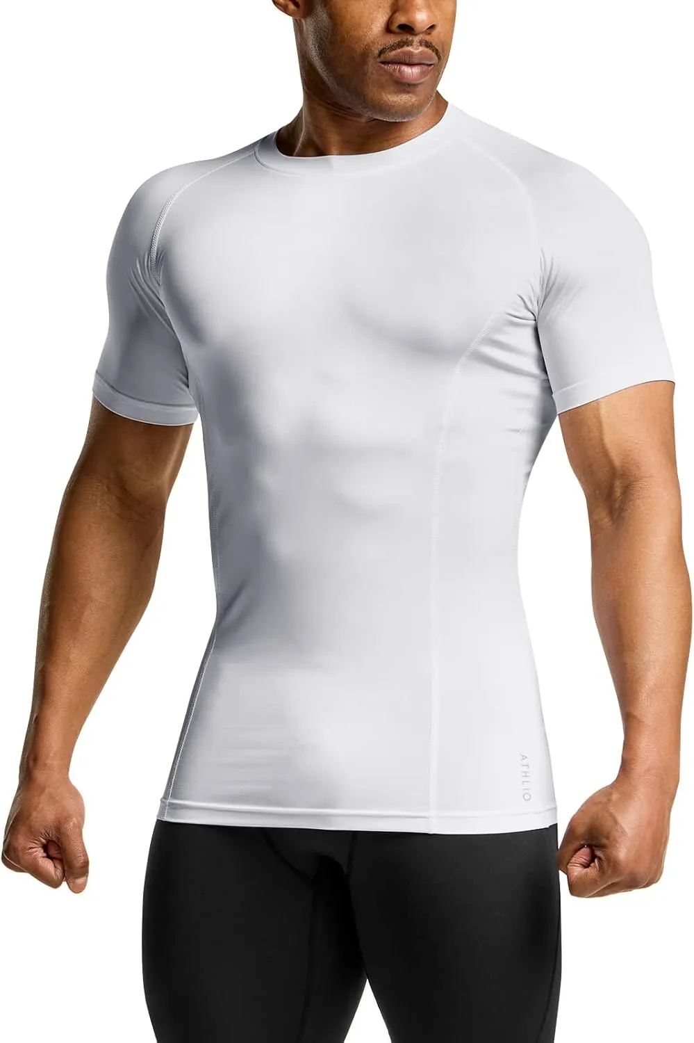 ATHLIO Men's Cool Dry Short Sleeve Compression Shirts, Sports Baselayer T-Shirts Tops, Athletic Workout Shirt