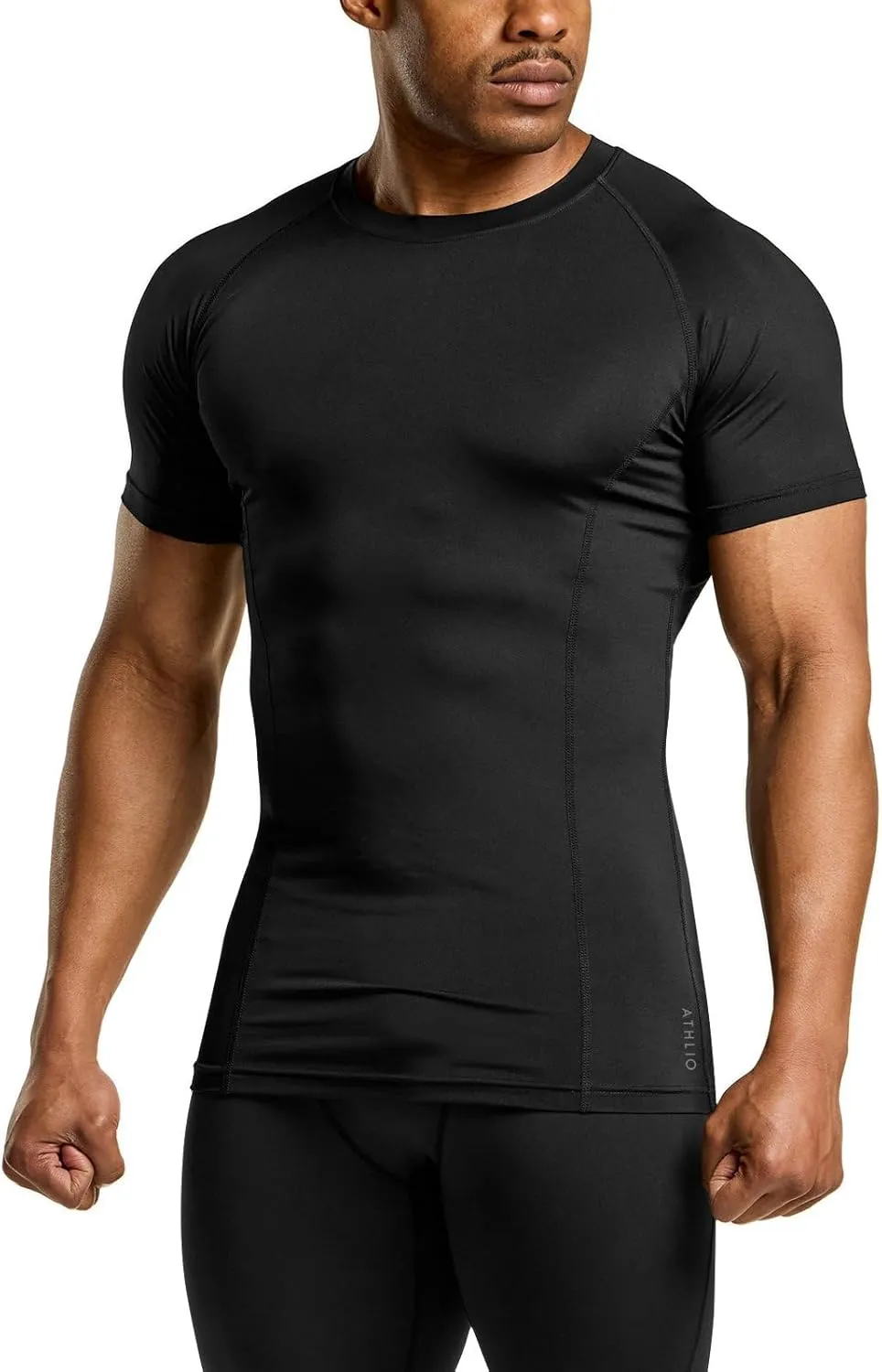 ATHLIO Men's Cool Dry Short Sleeve Compression Shirts, Sports Baselayer T-Shirts Tops, Athletic Workout Shirt