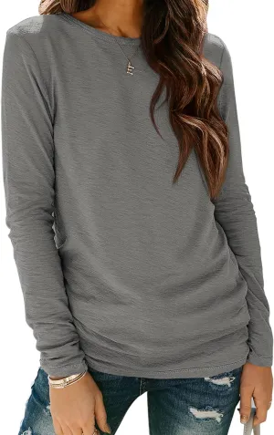 ATHMILE Womens Long Sleeve Shirts Basic Tee Fall Trendy Spring Top Business Casual Beach Vacation Workout 2025 Fashion