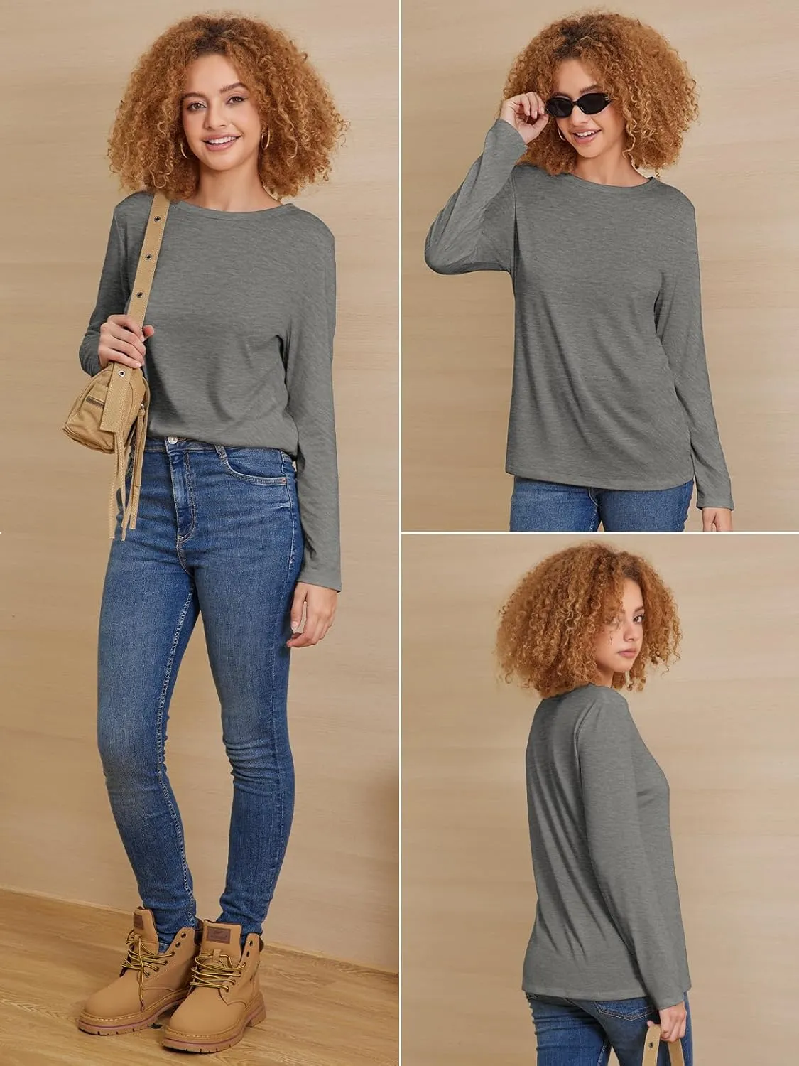 ATHMILE Womens Long Sleeve Shirts Basic Tee Fall Trendy Spring Top Business Casual Beach Vacation Workout 2025 Fashion