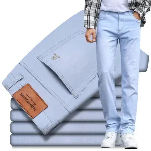 Autumn New Men's Sky Blue Slim Stretch Jeans – Classic Casual Style
