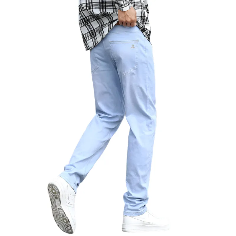 Autumn New Men's Sky Blue Slim Stretch Jeans – Classic Casual Style