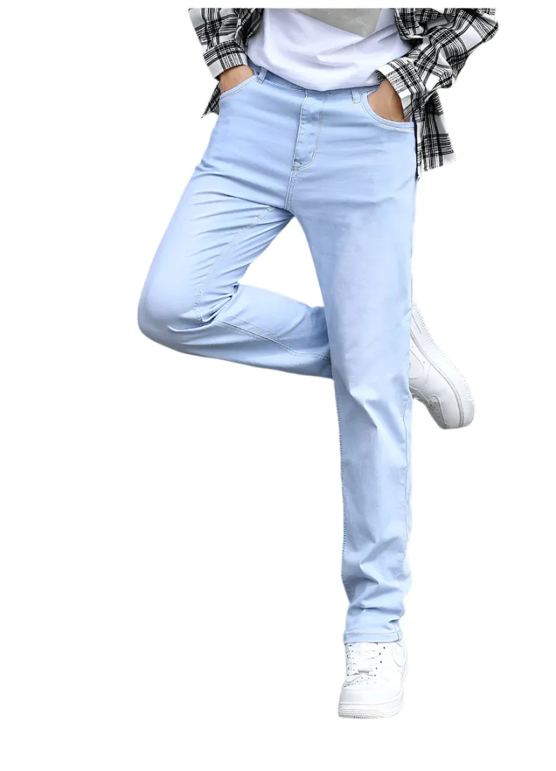 Autumn New Men's Sky Blue Slim Stretch Jeans – Classic Casual Style