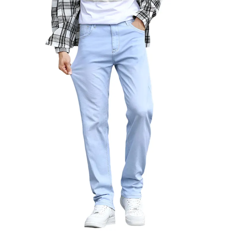 Autumn New Men's Sky Blue Slim Stretch Jeans – Classic Casual Style