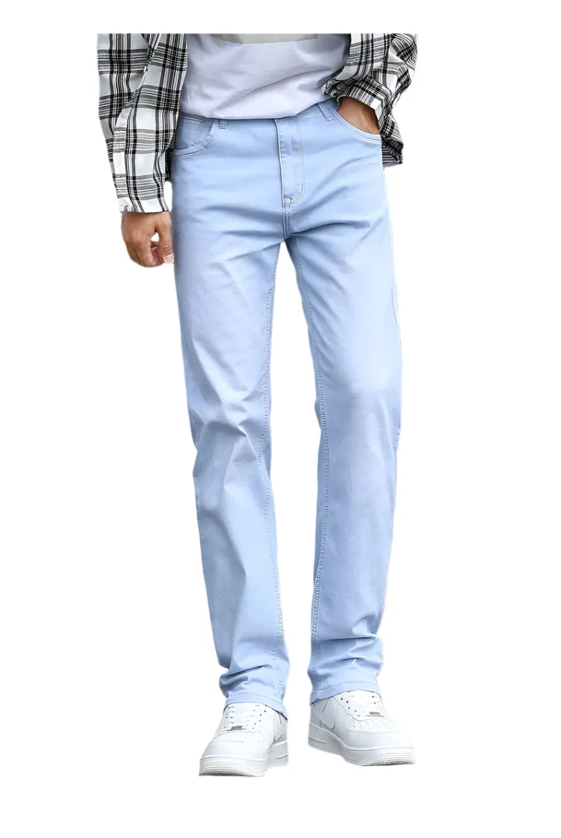Autumn New Men's Sky Blue Slim Stretch Jeans – Classic Casual Style