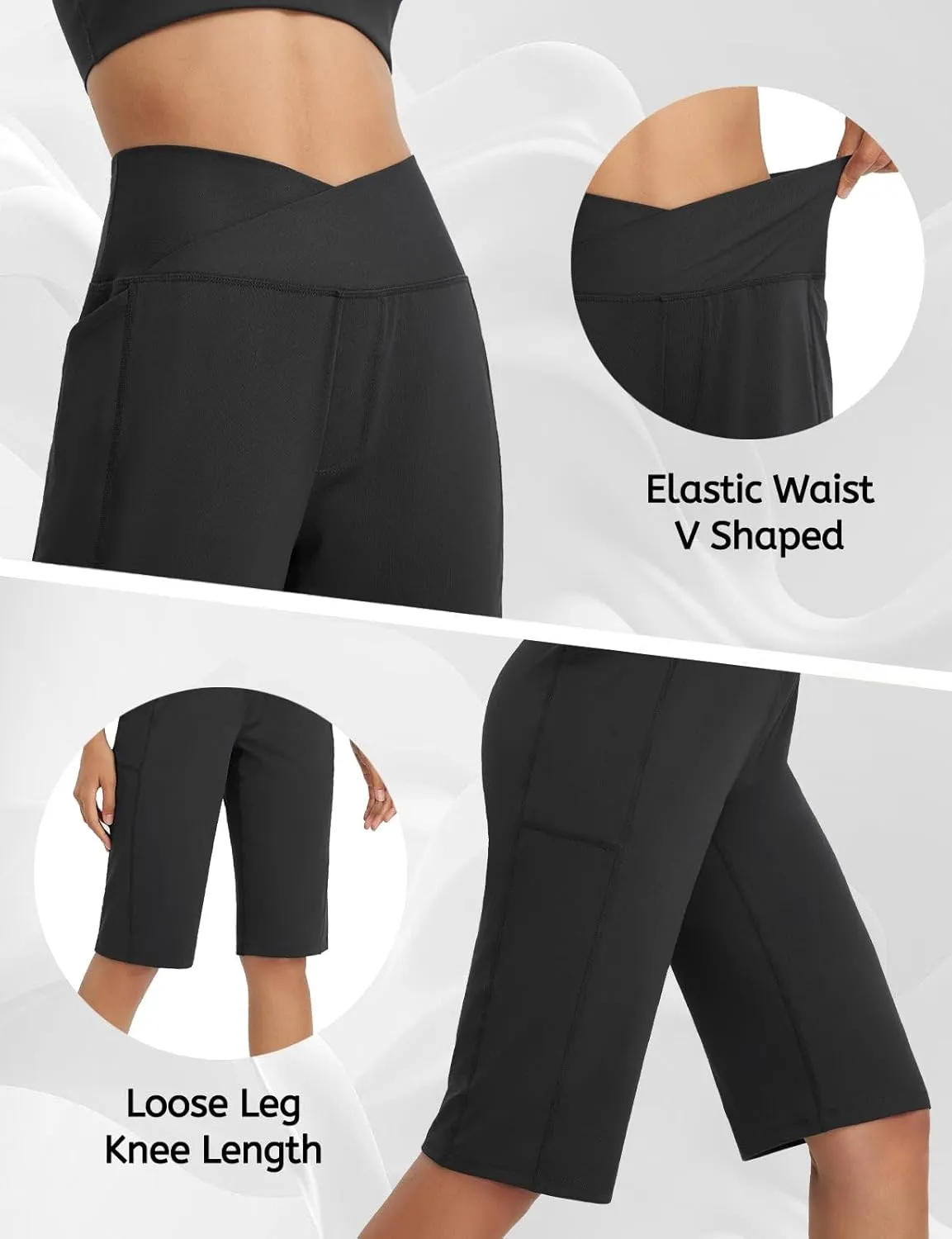 baleaf Women's Bermuda Long Shorts 14" Knee Length High Waisted Athletic Shorts with Pockets Stretch Soft Loose Casual Summer