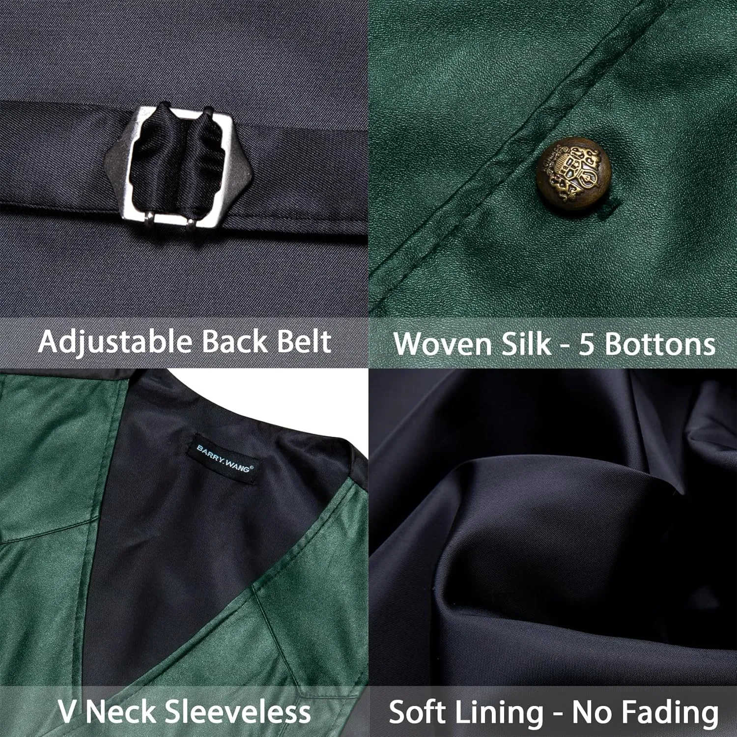 Barry.Wang Mens Leather Suit Vests Casual Western Cowboy Vest V-neck Jacket Lightweight Waistcoat