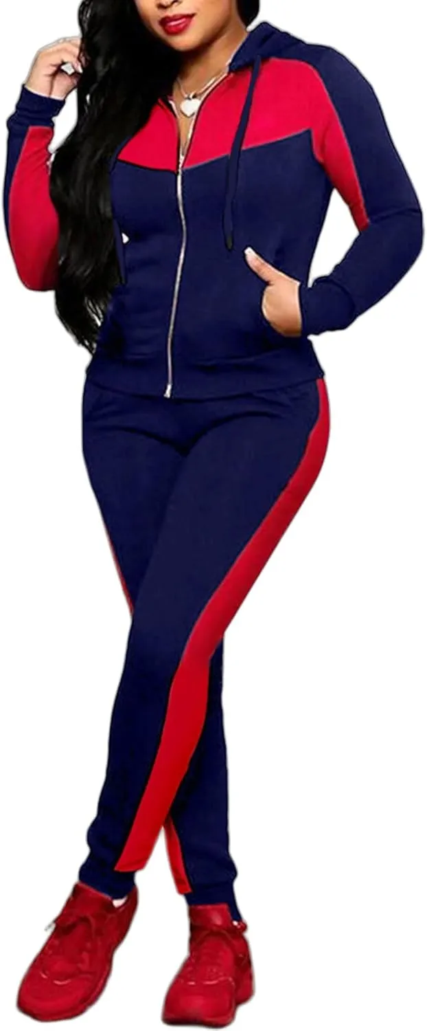 Bealin Women's Jogging Sets 80s 90s Two Piece Outfits Sweatsuit Long Sleeve Zip Tops and Sweatpants Workout Tracksuit Sets