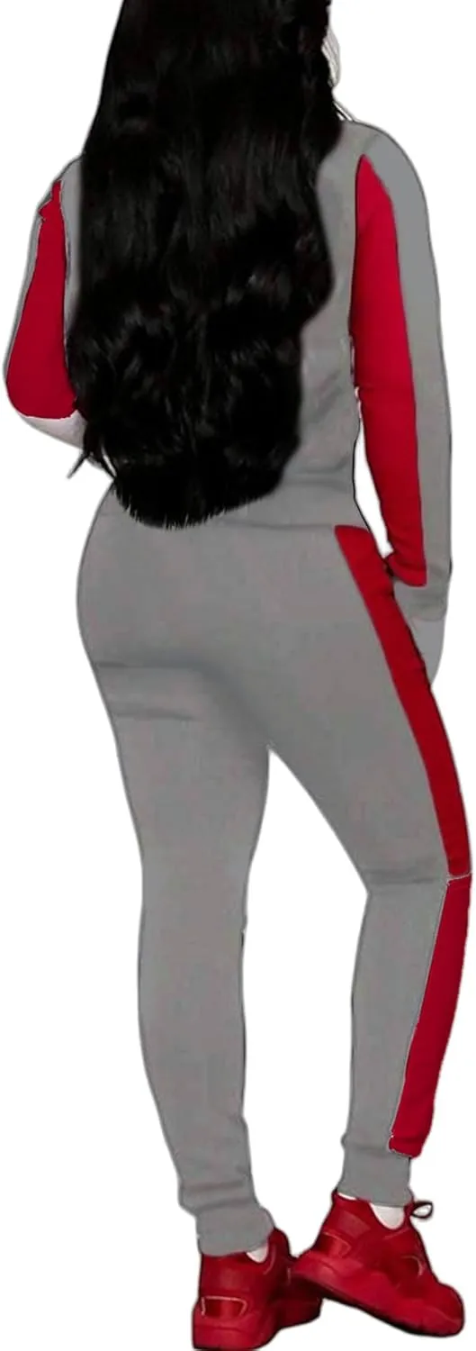 Bealin Women's Jogging Sets 80s 90s Two Piece Outfits Sweatsuit Long Sleeve Zip Tops and Sweatpants Workout Tracksuit Sets