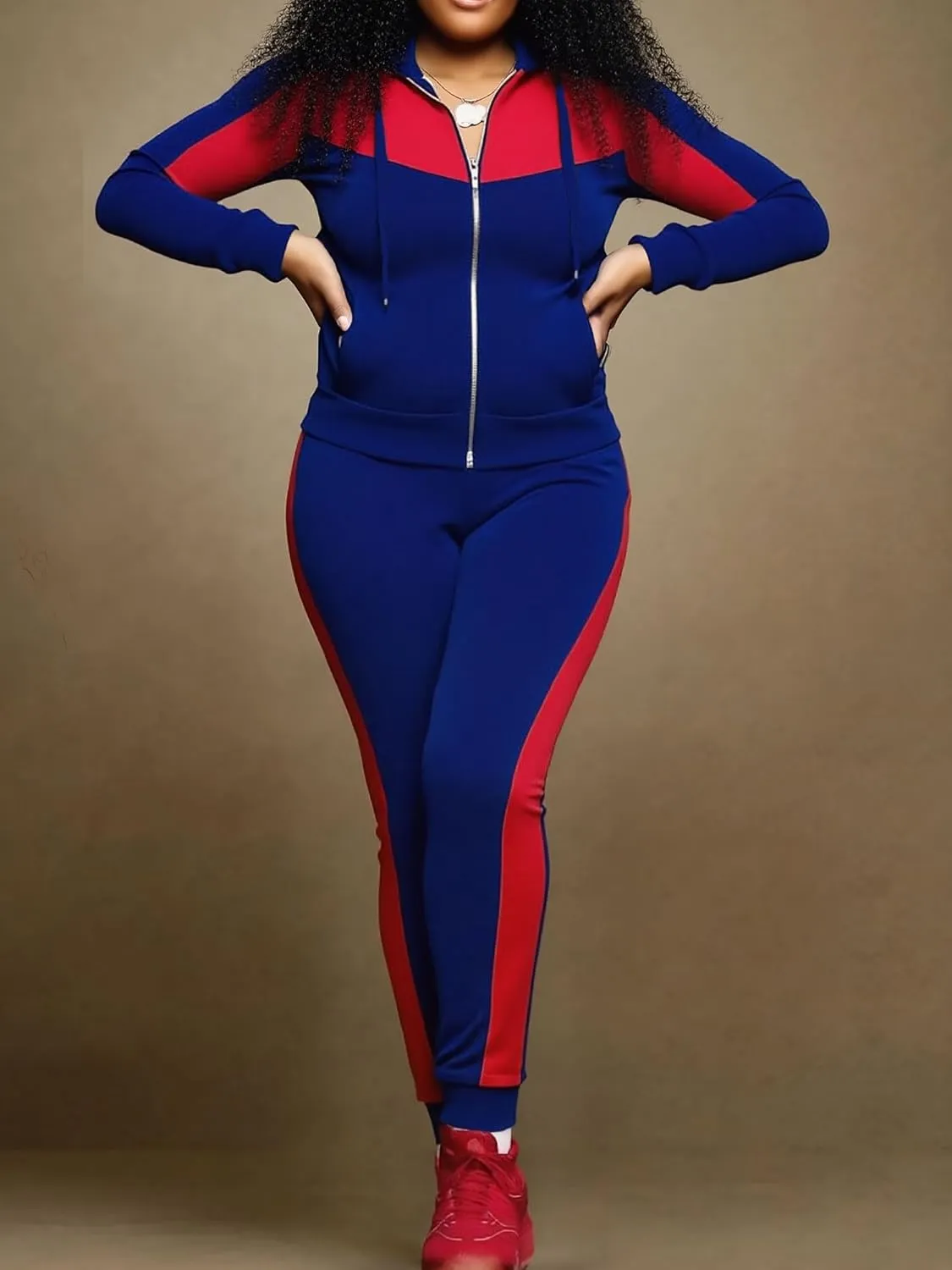 Bealin Women's Jogging Sets 80s 90s Two Piece Outfits Sweatsuit Long Sleeve Zip Tops and Sweatpants Workout Tracksuit Sets