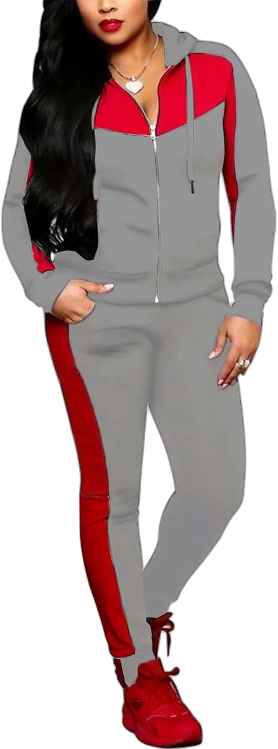 Bealin Women's Jogging Sets 80s 90s Two Piece Outfits Sweatsuit Long Sleeve Zip Tops and Sweatpants Workout Tracksuit Sets