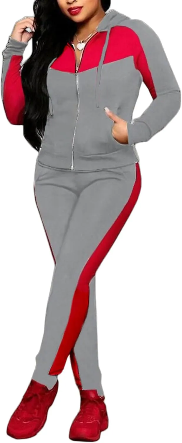 Bealin Women's Jogging Sets 80s 90s Two Piece Outfits Sweatsuit Long Sleeve Zip Tops and Sweatpants Workout Tracksuit Sets