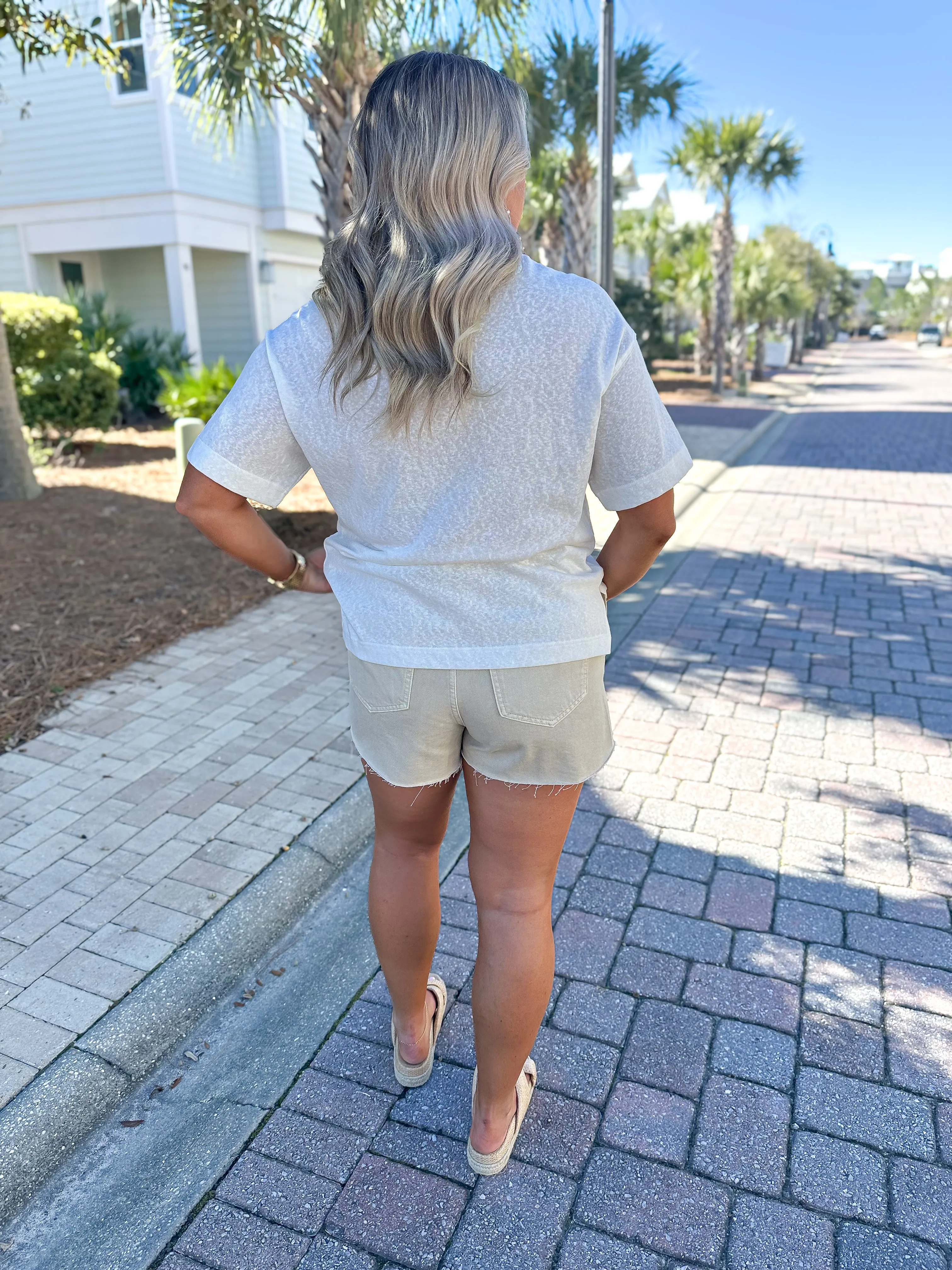 Beige Denim Shorts
