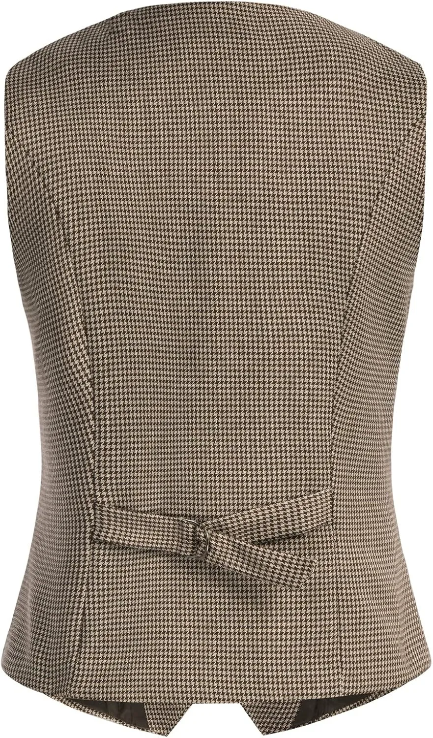 Belle Poque Women's Vintage Waistcoat Vest Suit Vests Double Breasted Sleeveless Blazer Coats