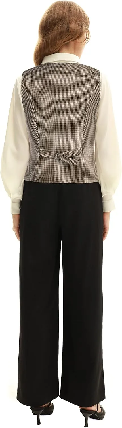 Belle Poque Women's Vintage Waistcoat Vest Suit Vests Double Breasted Sleeveless Blazer Coats