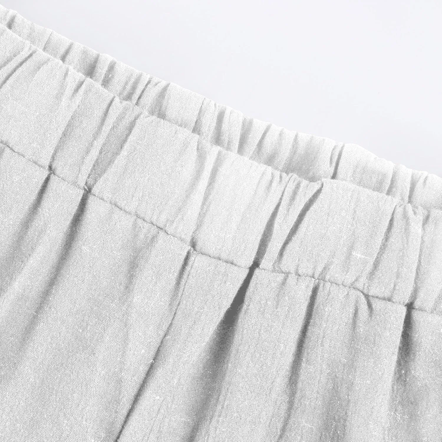 Bermuda Shorts for Women Knee Length Elastic Waist Long Wide Leg Linen Shorts Comfy Beach Capri Pants with Pockets