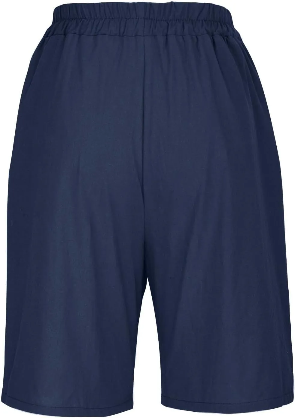 Bermuda Shorts for Women Knee Length Summer Beach Linen Shorts Lightweight Wide Leg High Waisted Long Short w/Pockets