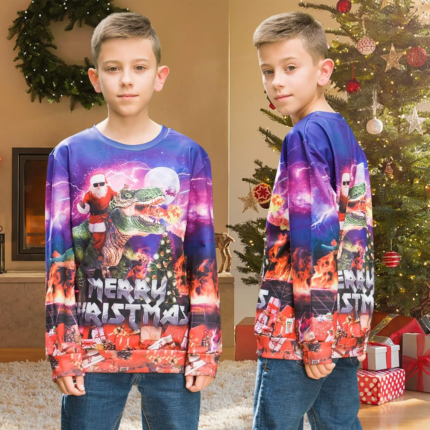 BFUSTYLE Boy Girl Ugly Christmas Sweatshirt Kids Fleece Cool Xmas Pullover 4-16 Years