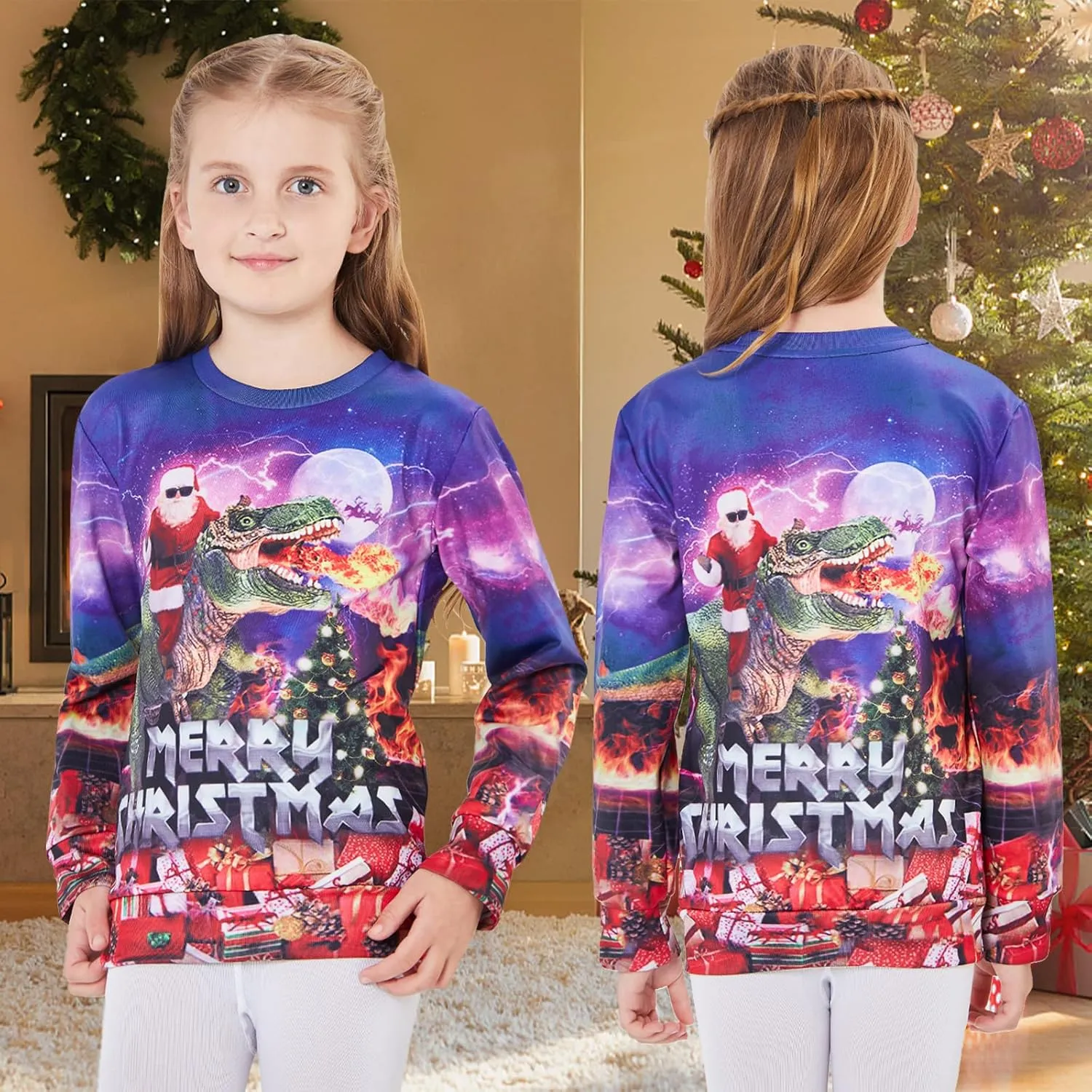 BFUSTYLE Boy Girl Ugly Christmas Sweatshirt Kids Fleece Cool Xmas Pullover 4-16 Years