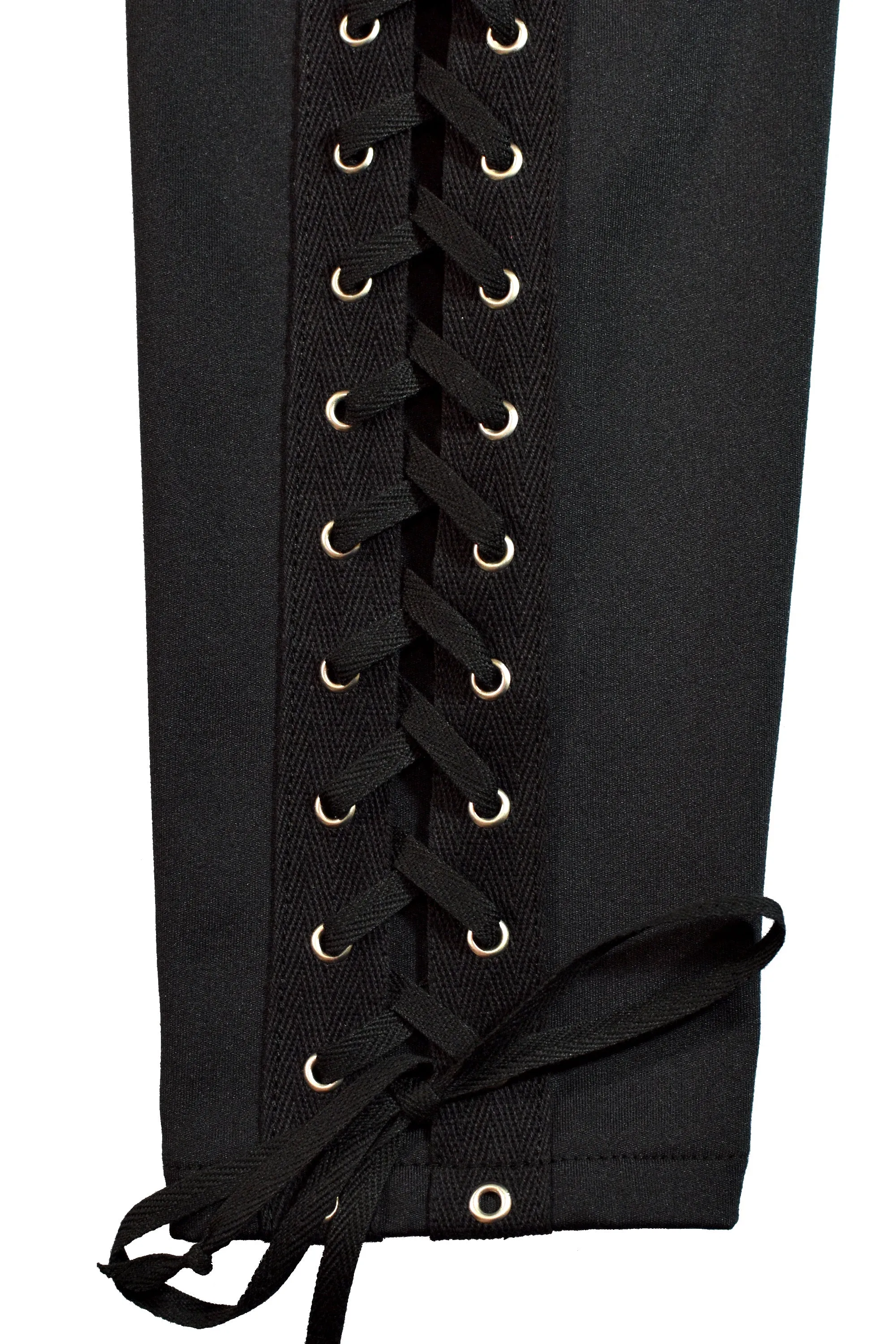 Black Nylon Spandex Back Lace-Up Leggings