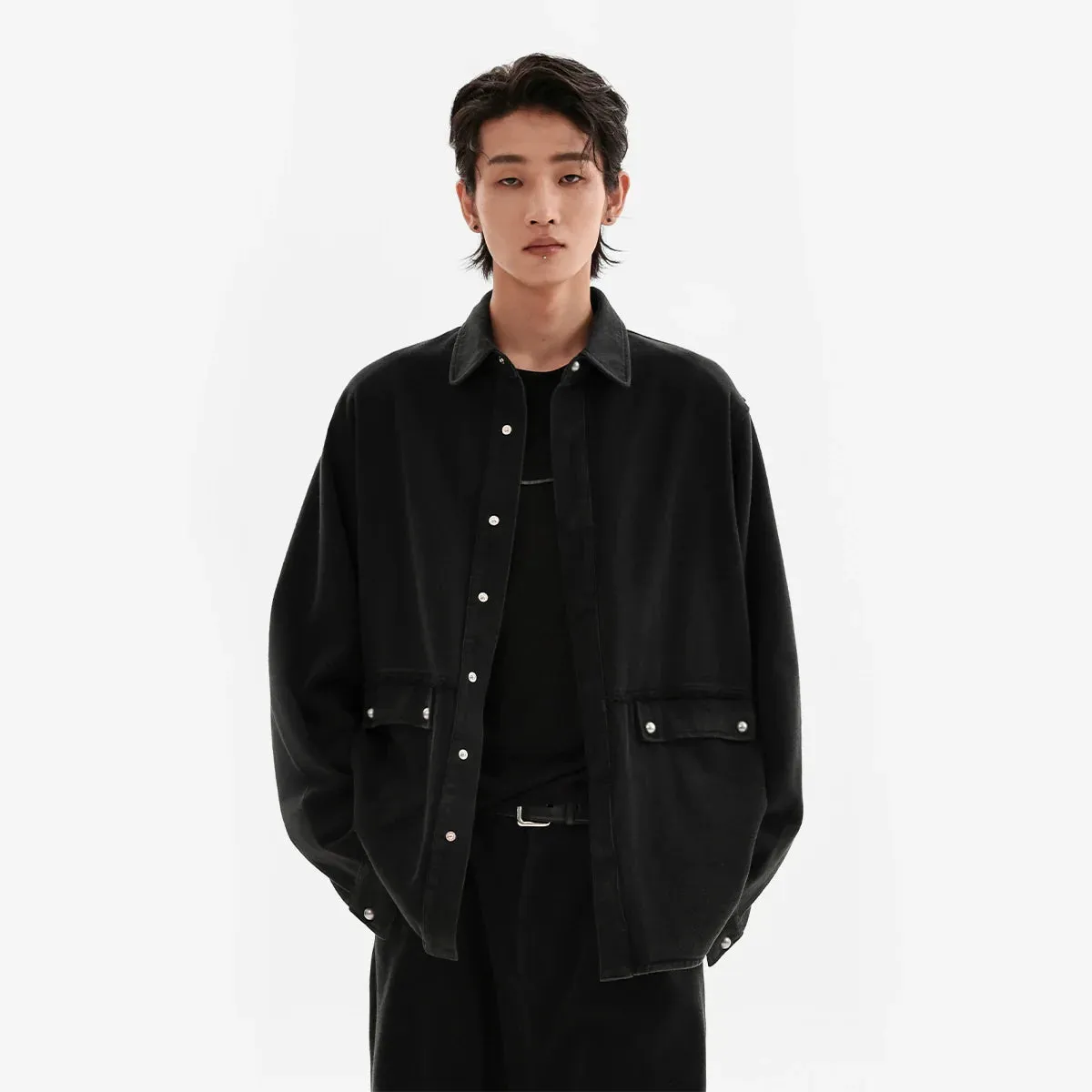 Black Oversized Shirt Jacket