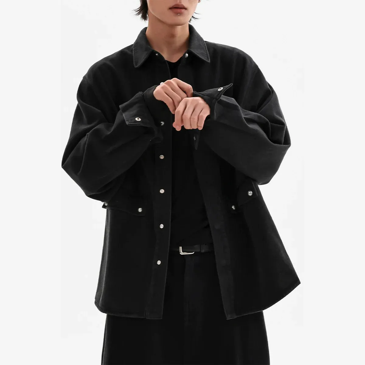 Black Oversized Shirt Jacket