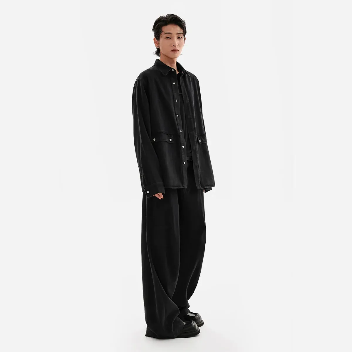 Black Oversized Shirt Jacket