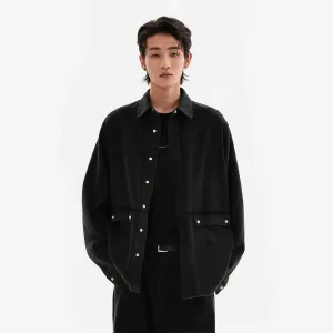 Black Oversized Shirt Jacket