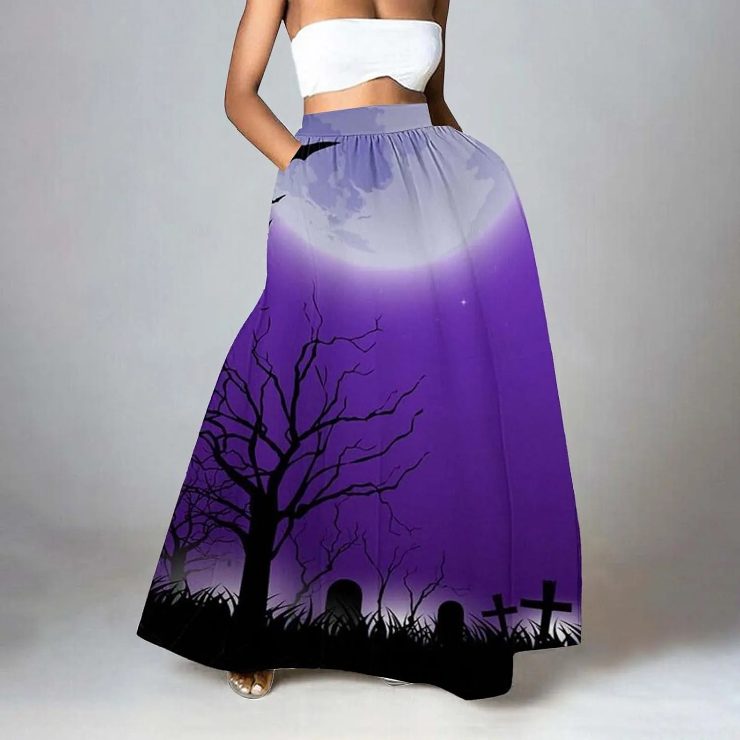 Black Tutu Skirt for Women Waist Party Beach Pocket Long Maxi Skirt Halloween Black Skirt Set Women Tutu Skirt
