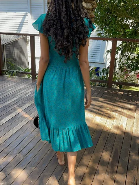 Blakely Blue Floral Midi Dress