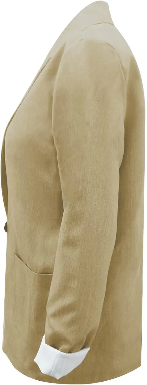 Blazer Jacket for Women Long Sleeve Stretchy Work Office Blazers Open Front Lapel Button Suit Jackets with Pockets