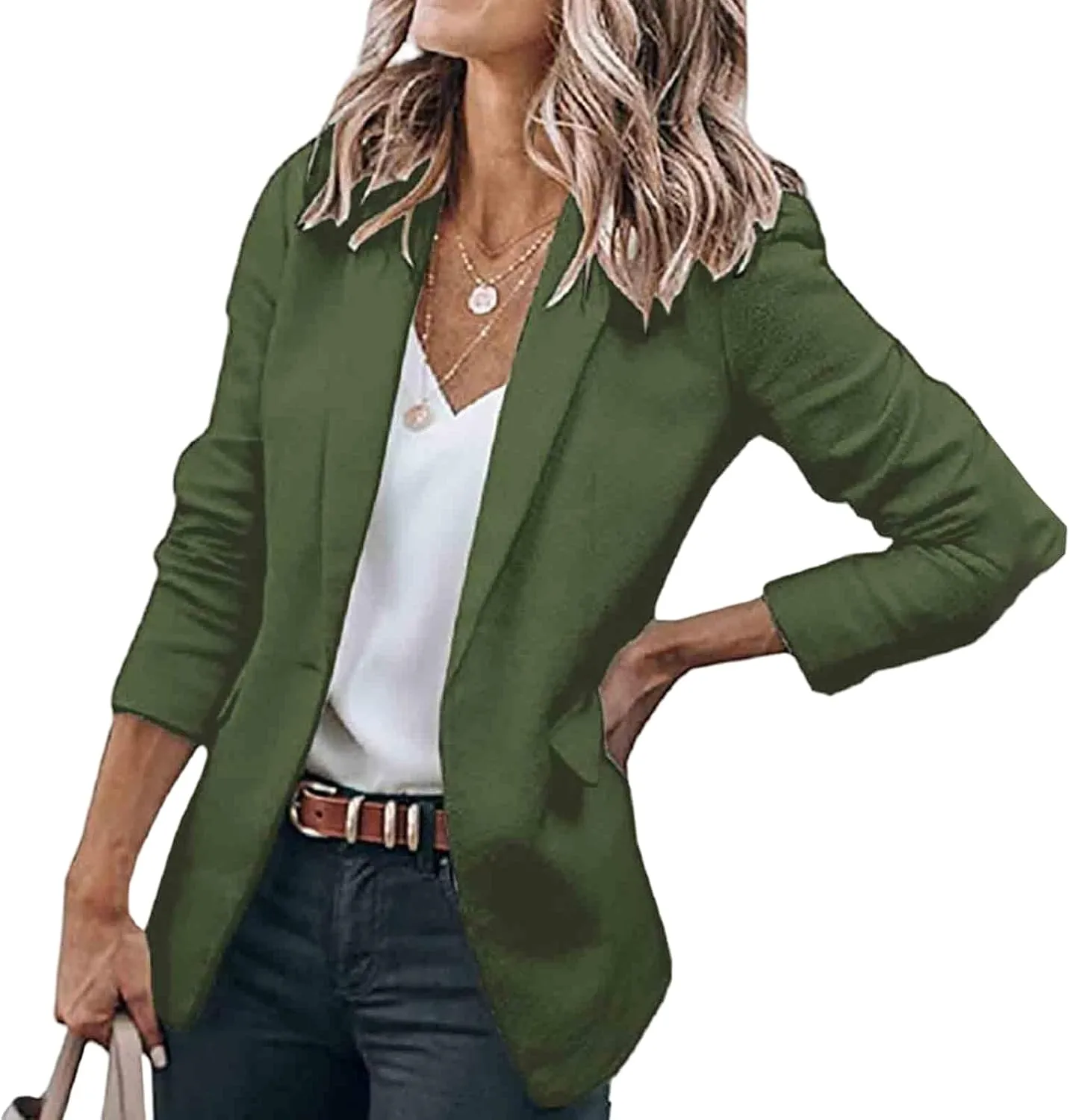 Blazers for Women Business Casual Open Front Long Sleeve Notch Lapel Office Blazer Jacket Work Office Suit Jackets Top