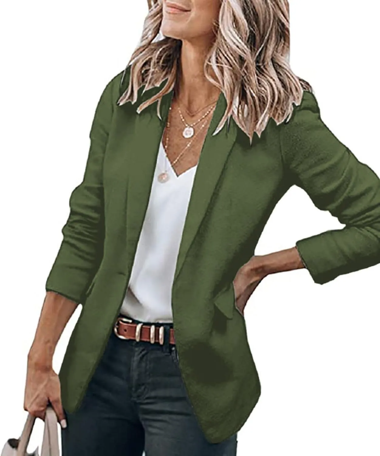 Blazers for Women Business Casual Open Front Long Sleeve Notch Lapel Office Blazer Jacket Work Office Suit Jackets Top