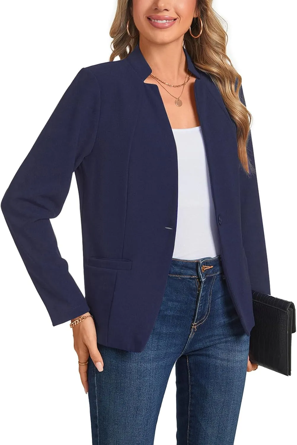 Blazers for Women Casual Long Sleeve Button Front Work Office Blazers Jacket with Pockets 2025, S-2XL