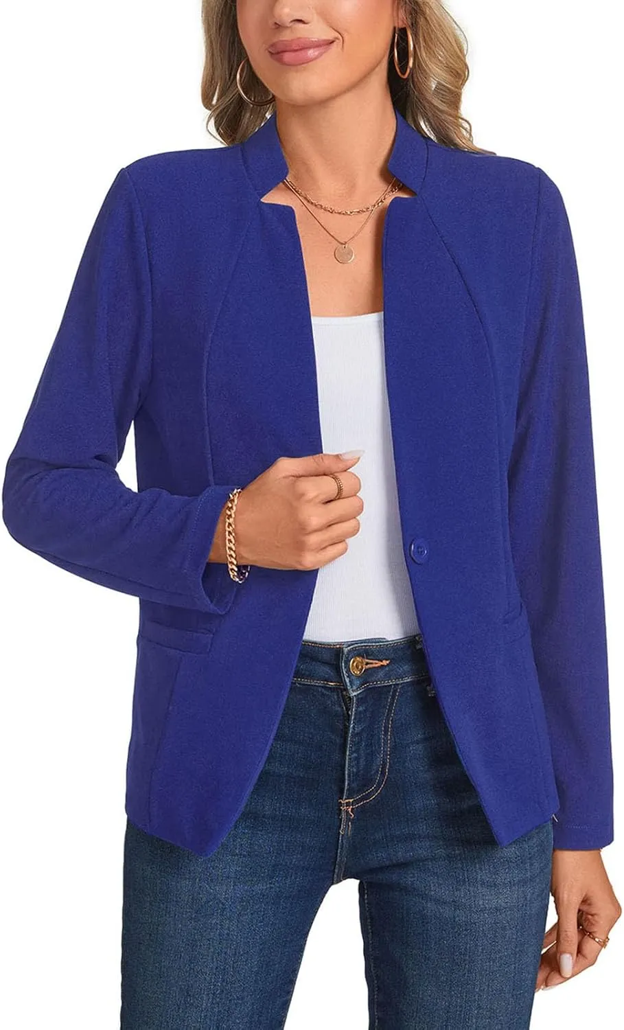 Blazers for Women Casual Long Sleeve Button Front Work Office Blazers Jacket with Pockets 2025, S-2XL