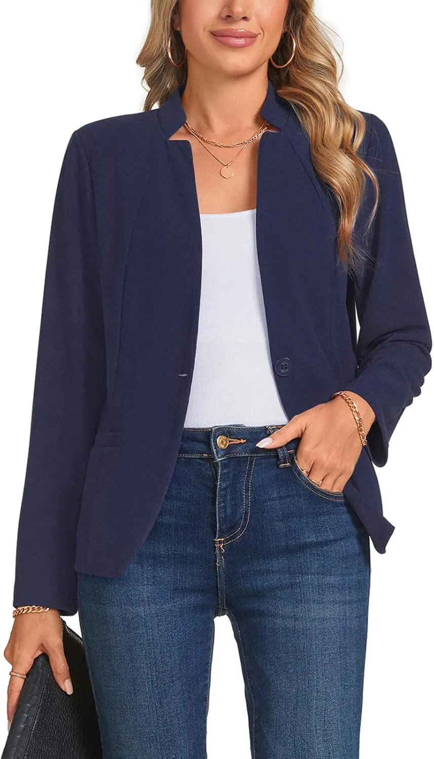 Blazers for Women Casual Long Sleeve Button Front Work Office Blazers Jacket with Pockets 2025, S-2XL