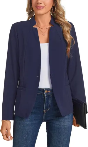 Blazers for Women Casual Long Sleeve Button Front Work Office Blazers Jacket with Pockets 2025, S-2XL