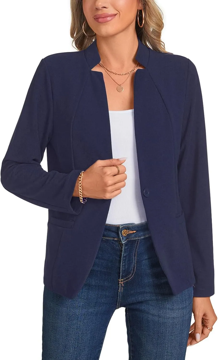Blazers for Women Casual Long Sleeve Button Front Work Office Blazers Jacket with Pockets 2025, S-2XL