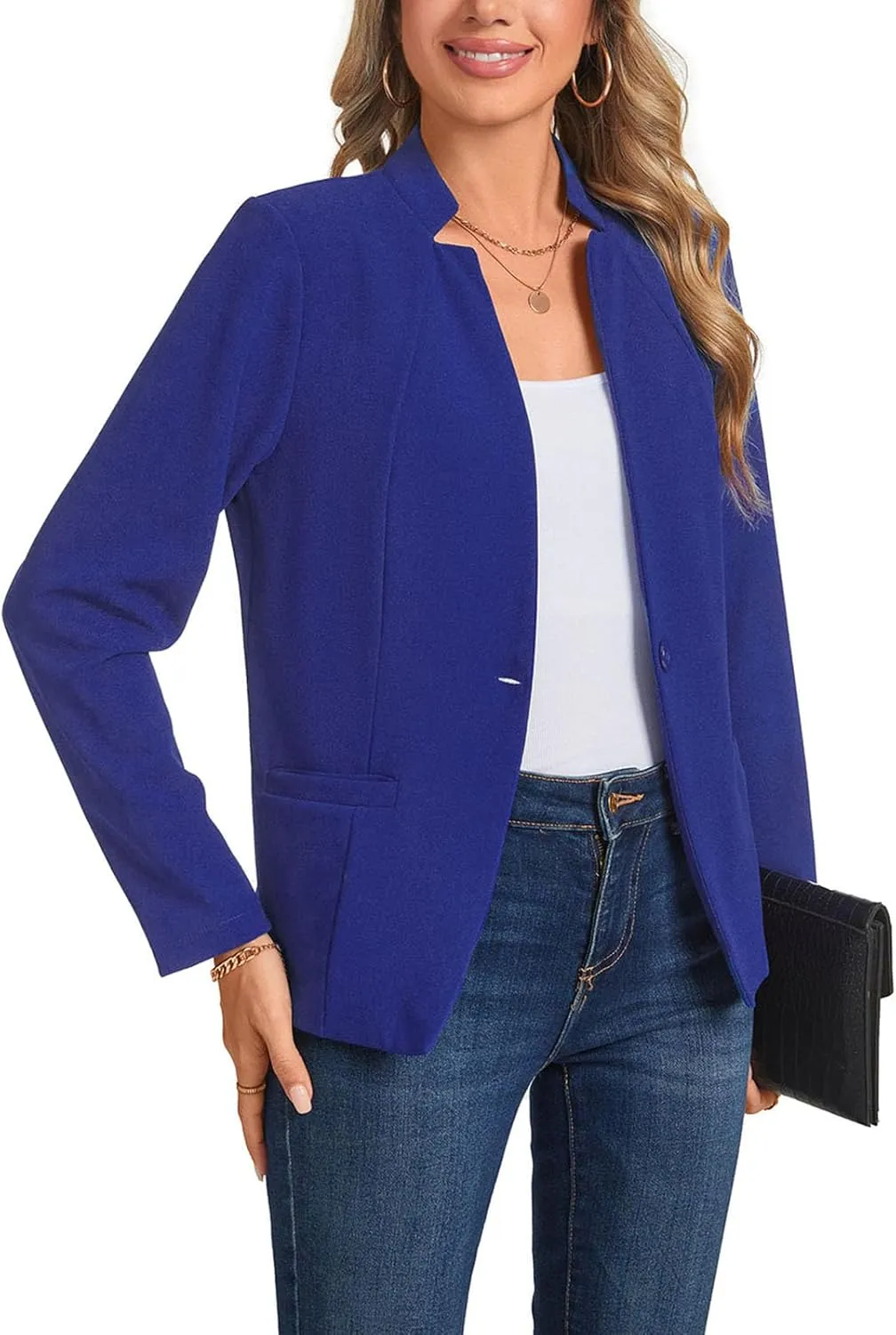 Blazers for Women Casual Long Sleeve Button Front Work Office Blazers Jacket with Pockets 2025, S-2XL