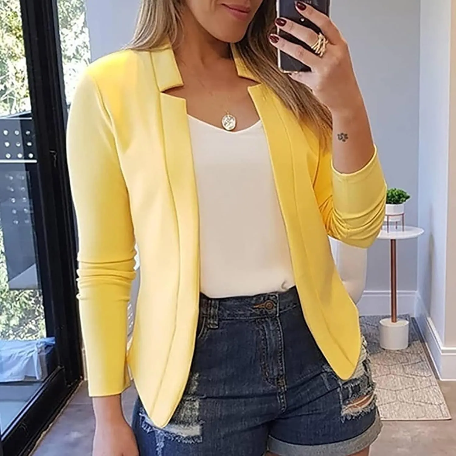 Blazers for Women Short Fall Jackets Tops Long Sleeve Shirts Casual Lightweight Cardigan Coat Cropped Blazer, Small