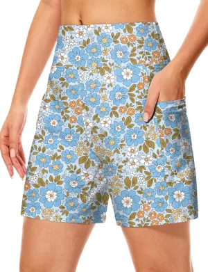 Blouty Women's 7" Long Swim Board Shorts with Pockets Liner High Waisted Quick Dry Beach Swimming Shorts for Women