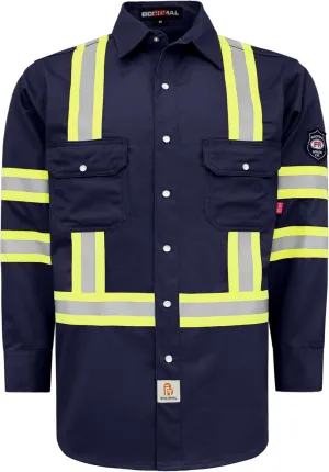 BOCOMAL FR Shirts High Visibility/Hi Vis Flame Resistant/Fire Retardant Shirt 7.5oz Men's Reflective Shirts