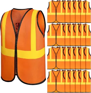 Bokon 24 Pcs Kids Construction Vest Kids Orange Safety Vest Children Construction Dressing Up Supplies for Construction Worker Costume Role Play Construction Party Birthday Party Supplies