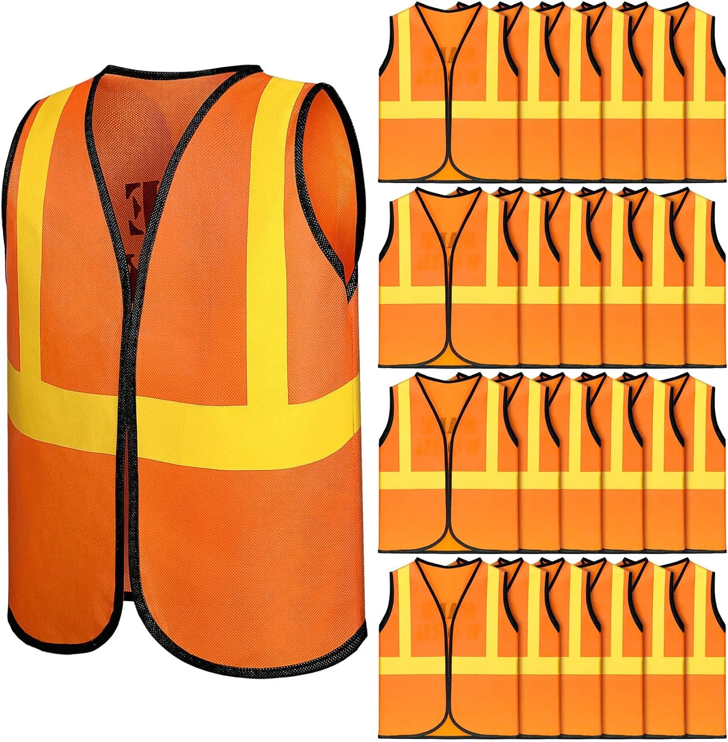Bokon 24 Pcs Kids Construction Vest Kids Orange Safety Vest Children Construction Dressing Up Supplies for Construction Worker Costume Role Play Construction Party Birthday Party Supplies