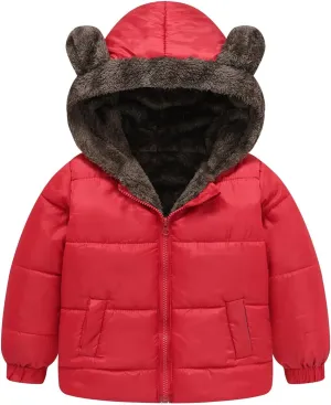 Boys Girls Solid Color Ears Cute Puffer Pocket Children Short Cotton Padded Childrens Coat Snow 9 Month Old Coat Boys