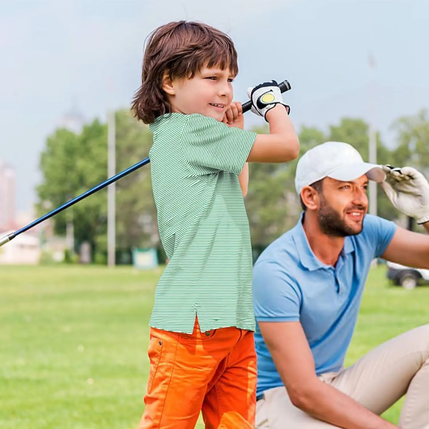 Boys Polo Shirts Short Sleeve Striped Performance Moisture Wicking Dry Fit Golf Shirts for Boys Youth Kids